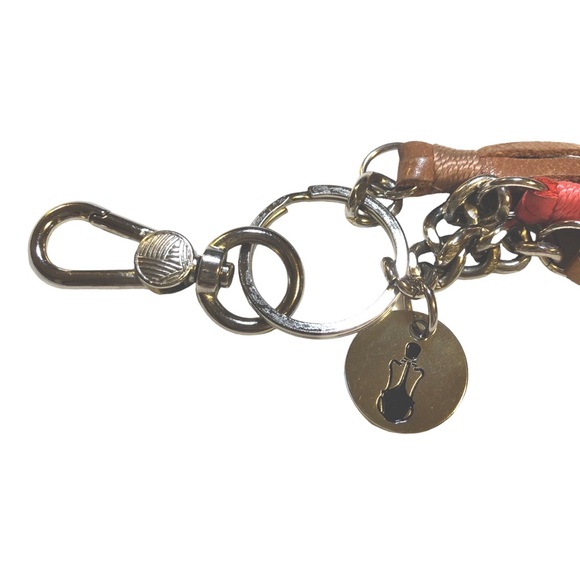 The Sak Tassel Keychain Leather Tassles Logo Keytag Silvertone Purse Clip Gift - Picture 3 of 5